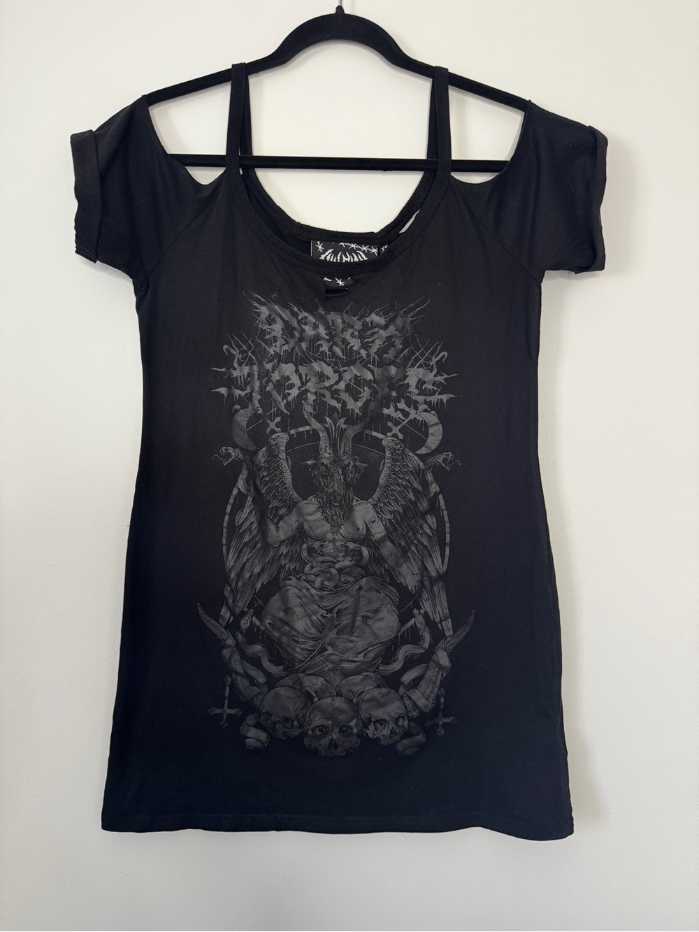 Killstar Dark Forces TShirt Top Tee Cold Shoulder Short Sleeve Tunic Sz XS